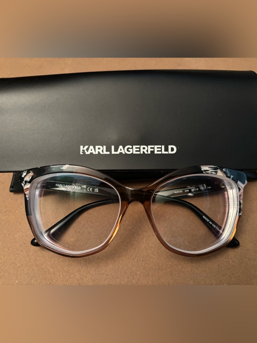 Karl Lagerfeld Brown Tortoiseshell Cat-Eye Eyeglasses